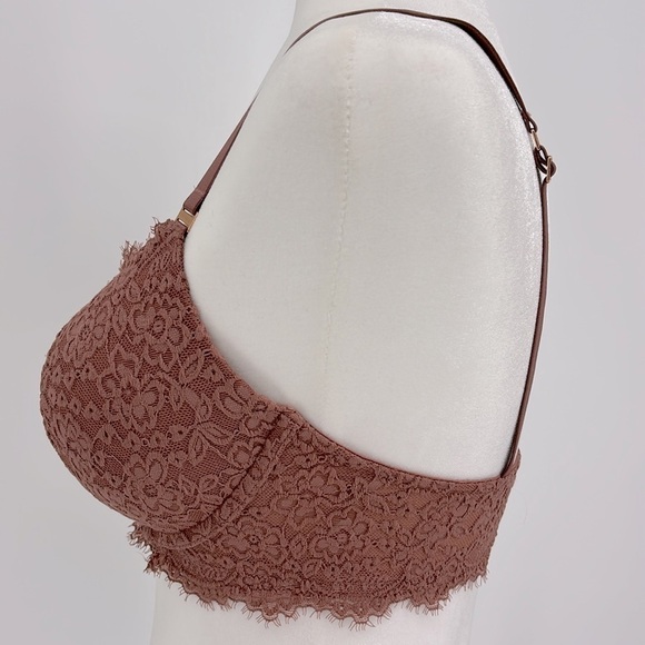 Aerie Real Power Plunge Push Up Mauve Eyelash Lace Bra Women’s Size 34D - Picture 5 of 13